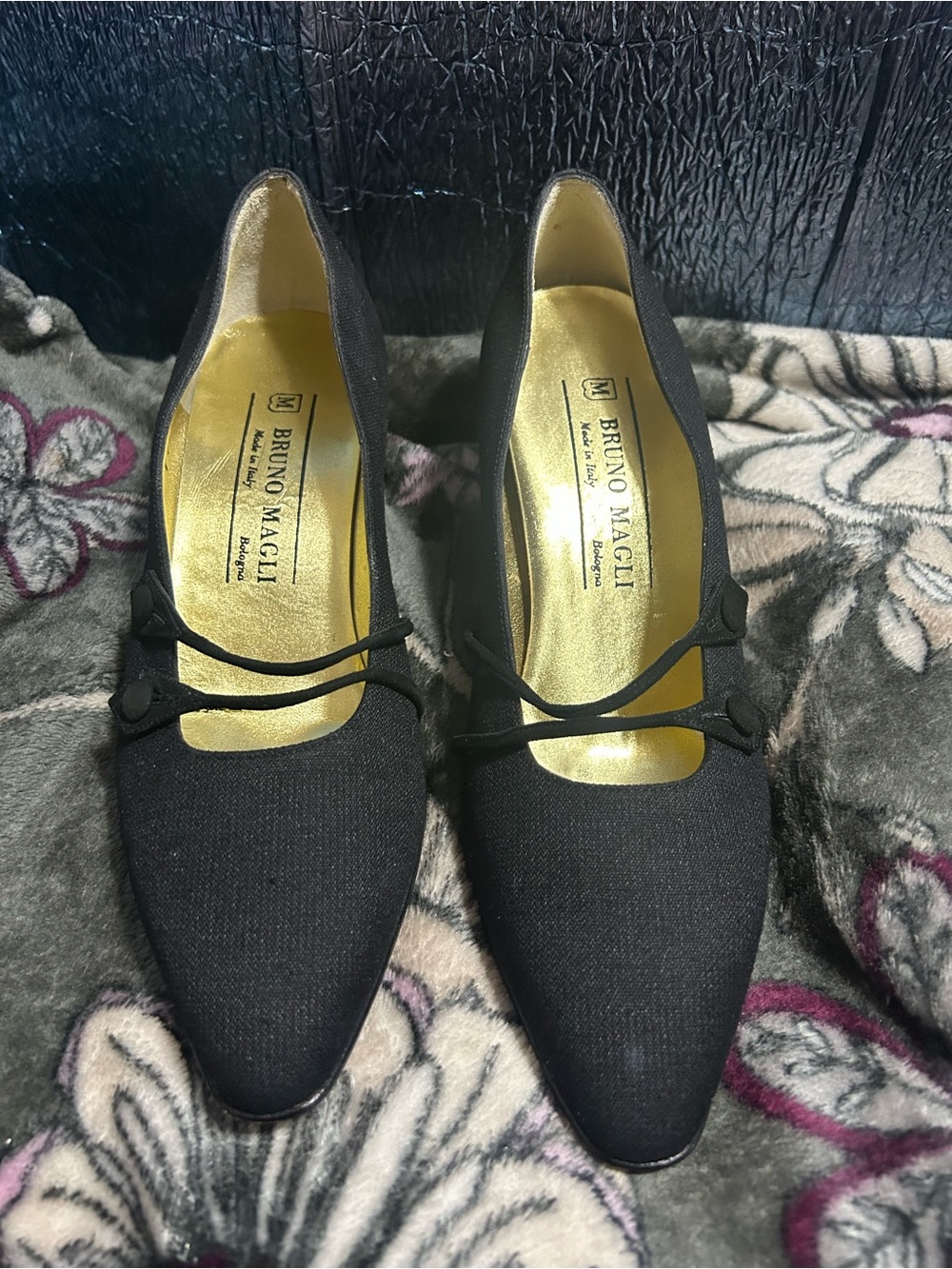 Bruno Magli Black Pointed Mary Jane Pumps